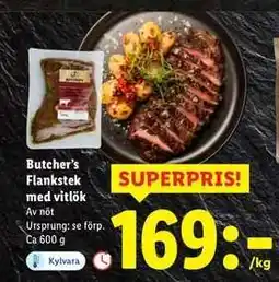 Lidl Butcher’s Flankstek med vitlök erbjuda