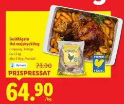 Lidl Guldfågeln Hel majskyckling erbjuda