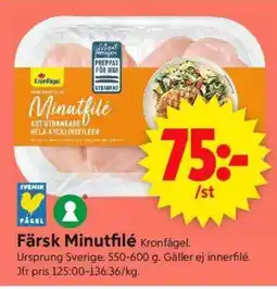 ICA Supermarket Färsk Minutfilé Kronfågel erbjuda