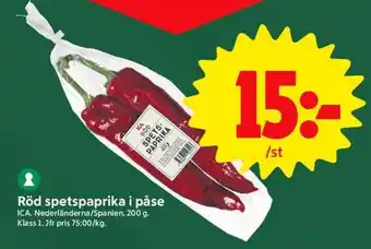 ICA Supermarket Röd Spetspaprika i Påse erbjuda