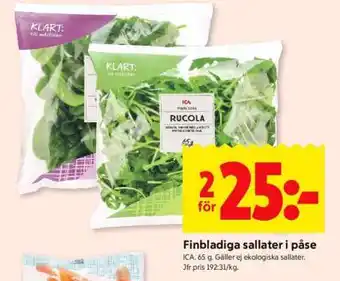 ICA Supermarket Finbladiga sallater i påse erbjuda