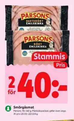 ICA Supermarket Pärsons Rökt Emils Skinka erbjuda