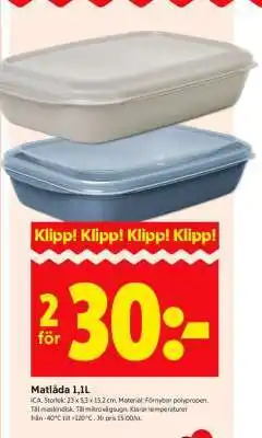 ICA Supermarket Matlåda 1,1L erbjuda