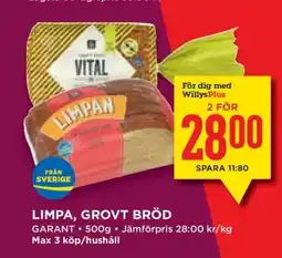 Willys LIMPA, GROVT BRÖD erbjuda