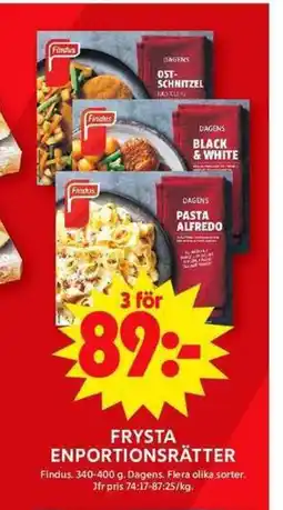 ICA Maxi Findus Frysta enportionsrätter erbjuda