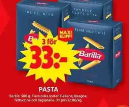 ICA Maxi Barilla Pasta erbjuda