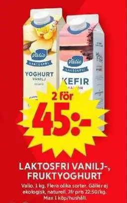 ICA Maxi Valio Laktosfri vanilj-, fruktyoghurt erbjuda