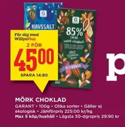 Willys MÖRK CHOKLAD erbjuda