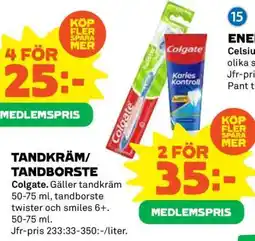 Coop Tandkräm, Tandborste erbjuda