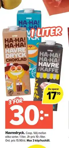 Coop Extra Havredryck, SEK 30 erbjuda
