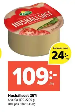Hushållsost 26%, SEK 109