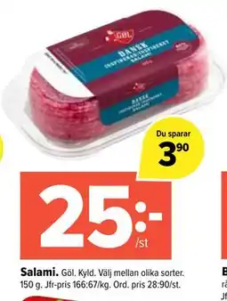 Coop Extra Salami., SEK 25 erbjuda