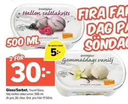 Coop Extra Glass/Sorbet, SEK 30 erbjuda