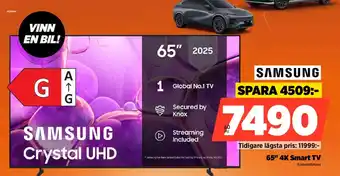 Samsung crystal uhd 65" 4K Smart TV