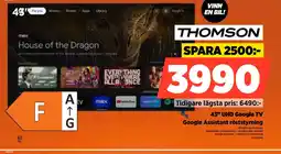 Power THOMSON 43" UHD Google TV Google Assistant röststyrning erbjuda