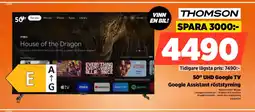 Power Thomson 50" uhd google tv google assistant röststyrning erbjuda
