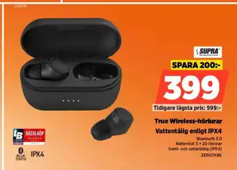 Power SUPRA True Wireless-hörlurar Vattentålig enligt IPX4 erbjuda
