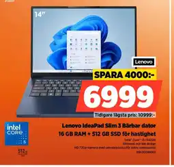 Power Lenovo Lenovo IdeaPad Slim 3 Bärbar dator 16 GB RAM + 512 GB SSD för hastighet erbjuda