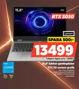 Power Lenovo 15,6" bärbar gamingdator RTX 50-seriens grafik erbjuda