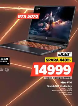 Power Acer nitro v 16 snabb 180 hz display erbjuda