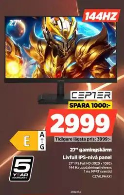 Power CEPTER 27" gamingskärm Livfull IPS-nivå panel erbjuda
