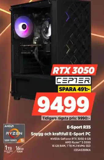Power RTX 3050 CEPTER E-Sport R35 Snygg och kraftfull E-Sport PC erbjuda