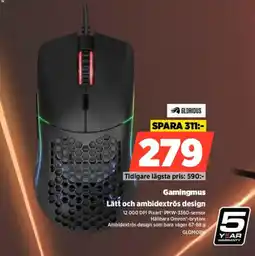 Power GLORIOUS Gamingmus Lätt och ambidextrös design erbjuda