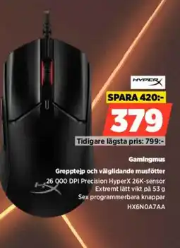 Power HYPER Grepptejp och välglidande musfötter HYPER Gamingmus erbjuda