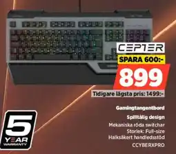 Power Cepter gamingtangentbord spilltålig design erbjuda