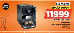 Power SIEMENS Kaffemaskin Spara dina favoritrecepter erbjuda