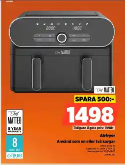 Power Chit matteo airfryer använd som en eller två korgar erbjuda