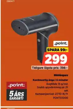 Power Point Klädångare Kontinuerlig ånga i 6 minuter erbjuda