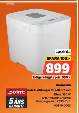 Power Point bakmaskin point: allda inställningar för sött och salt erbjuda