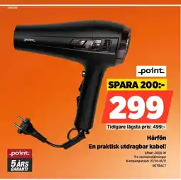 Power Point hårfön en praktisk utdragbar kabel! erbjuda