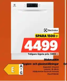 Power Electrolux Diskmaskin Hygien- och glasinställningar erbjuda