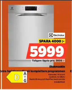 Power Electrolux Diskmaskin Extra funktion att komplettera programmen erbjuda