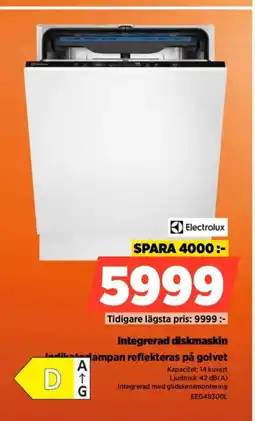 Power Electrolux Integrerad diskmaskin Hampan reflekteras på golvet erbjuda