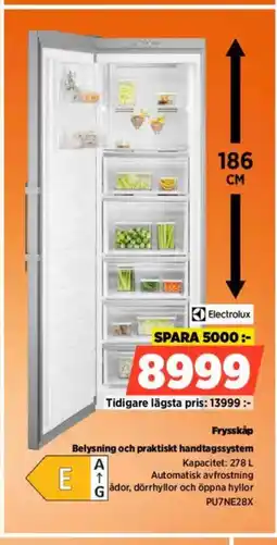 Power Electrolux Frysskåp Belysning och praktiskt handtagssystem erbjuda