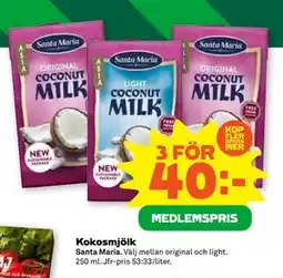 Stora Coop Kokosmjölk, Medlemspris erbjuda