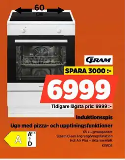 Power Gram induktionsspis ugn med pizza- och upptiningsfunktioner erbjuda