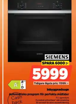 Power SIEMENS Inbyggnadsugn Automatiska program för perfekta måltider erbjuda
