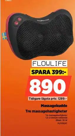 Power Flowlife massagekudde tre massagehastigheter erbjuda