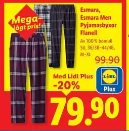 Lidl Esmara, Esmara Men Pyjamasbyxor Flanell, Pris i appen erbjuda