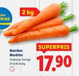 Lidl Matriket Morötter, SEK 17.9 erbjuda