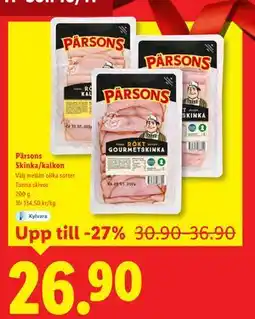 Lidl Pärsons Skinka/kalkon, SEK 26.9 erbjuda
