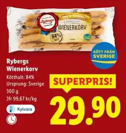 Lidl Rybergs Wienerkorv, SEK 29.9 erbjuda