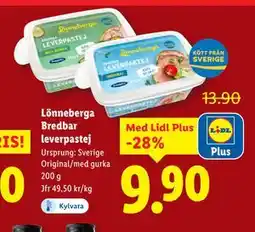 Lidl Lönneberga Bredbar leverpastej, Pris i appen erbjuda