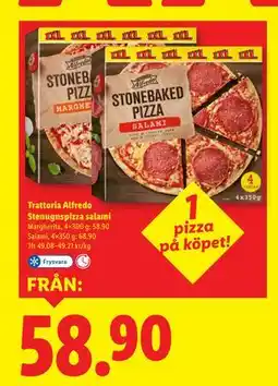 Lidl Trattoria Alfredo Stenugnspizza salami erbjuda