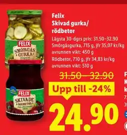 Lidl Felix Skivad gurka/ rödbetor, SEK 24.9 erbjuda