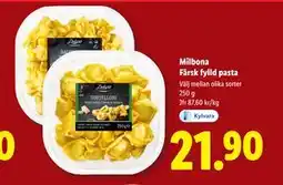 Lidl Milbona Färsk fylld pasta, SEK 21.9 erbjuda